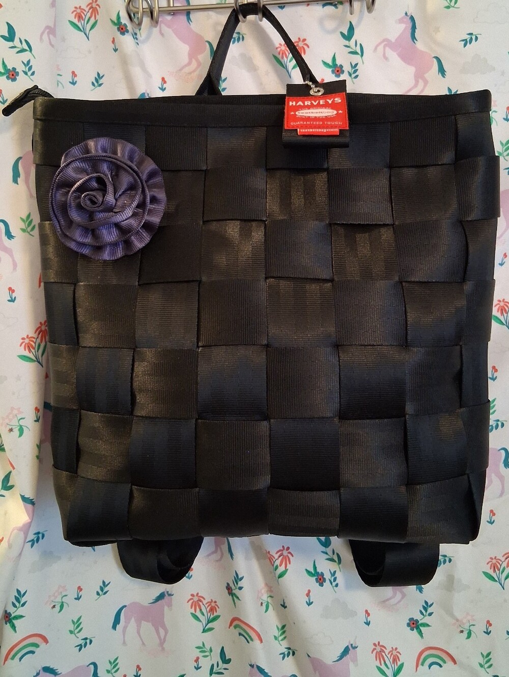 NWOT Harveys Black Seatbelt Causal School Streetwear Backpack Tote Purse